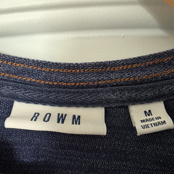 Rowm Long Sleeve Henley Shirt Mens Medium Heathered Blue - Picture 3 of 7